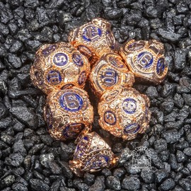 Sage's Portal Artificer's Core Metal DND Dice 7 Piece Polyhedral Dice Set for DND TTRPG Dungeons and Dragons Pathfinder (Cobalt Essence)
