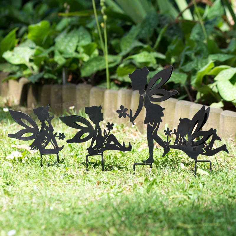 ProdBuy_Ltd Set of 4 Metal Fairy Garden Silhouette Stakes