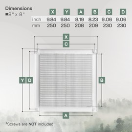 Vent Systems 8" x 8" Inch (Opening Dimensions) Plastic White Soffit Vent Cover - Flat Square Air Vent Grille - Air Vent Deflector - HVAC 10" x 10" Inch (Overall Dimensions)