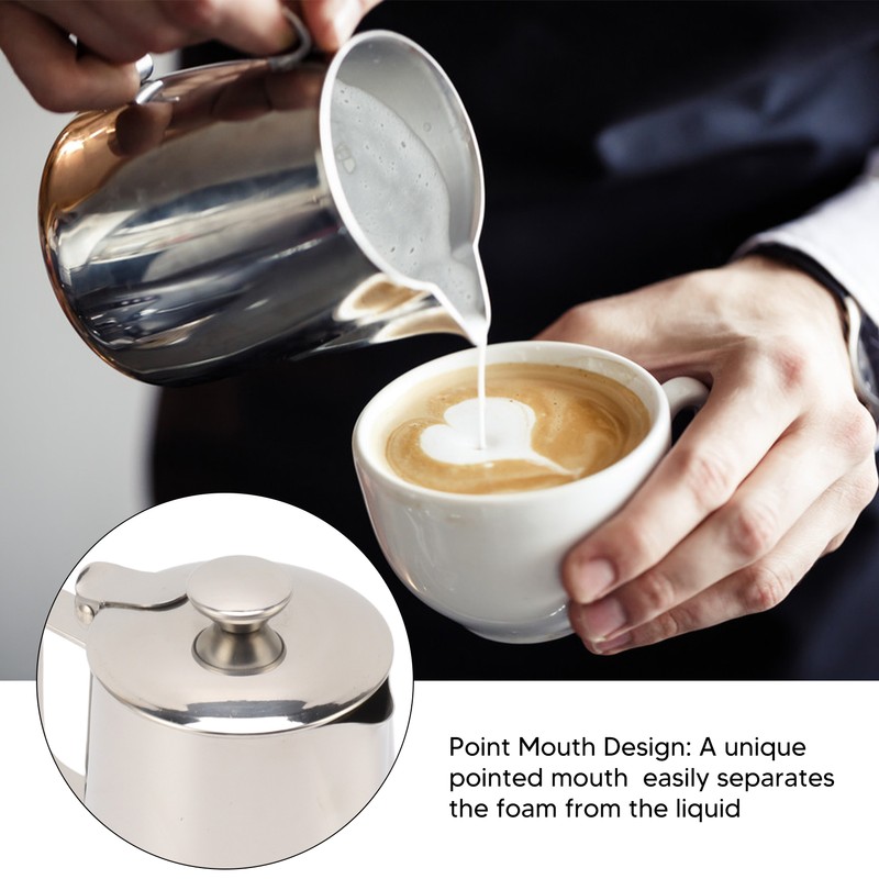 Stainless Steel Milk Frothing Pitcher Cappuccino Pitcher Coffee Foam Container