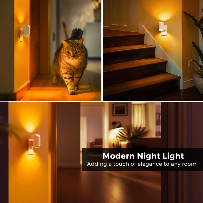 L LOHAS LED Night Lights, Amber Night Light, Dimmable, Sensor,