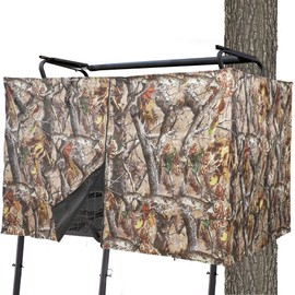 Maniaacer Hunting Tree Stand Blinds Cover Camouflage Universal Tree Stand Blinds Realistic Forest Camo Treestand Cover with Zipper for Deer Elk Hunting, Frames Not Included(102"x 35", 142" x 35")