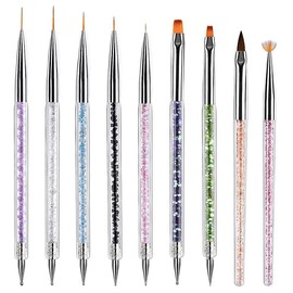 Nail Art Brushes 9PCS Nail Brush Set with Liner Brush and Dotting Pens for Home and Professional Salon Use:_9PCS Nail Brush Set