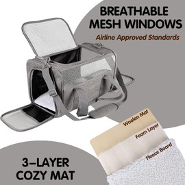 Yipincover Carriers Soft-Sided Large Pet Carrier for Cats Dogs Small Animals Up to 35Lbs,Top Load Carrier,Ventilated Design,Portable Cat Carrier Airline Approved(X-Large, Grey)