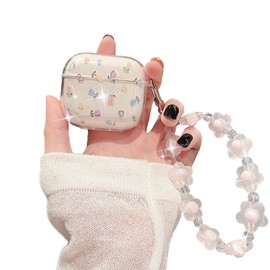Srddty Compatible with AirPods 3rd Generation Case Cute Clear Glitter, Shockproof Soft TPU Protective Airpod 3 Case Cover for Girls Women with Keychain Designed for AirPod 3rd Gen 2021, Flower