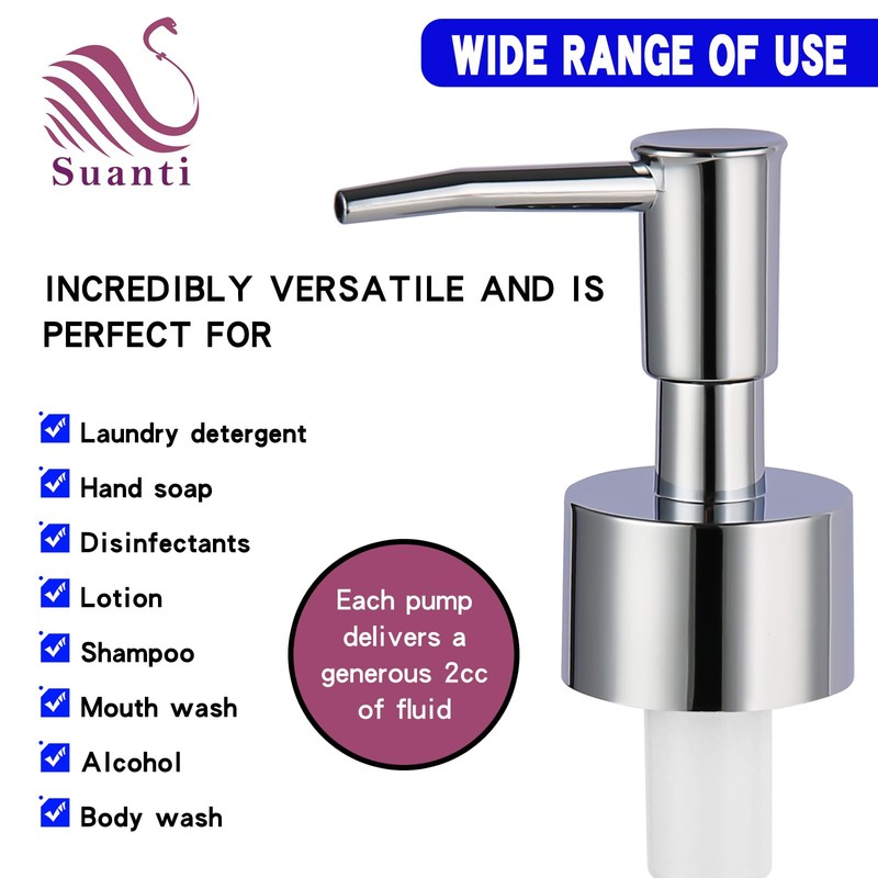 4PCS Soap and Lotion Dispensers Pump Replacement,Smooth Action（Silver）