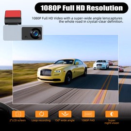 CAMECHO USB DashCam Car 1080P for Android Car Radio, Dash Cam Mini with 2 Inch Screen, Built-in WiFi GPS, ADAS, Super Night Vision, Loop Recording, 24 Hours Parking Mode