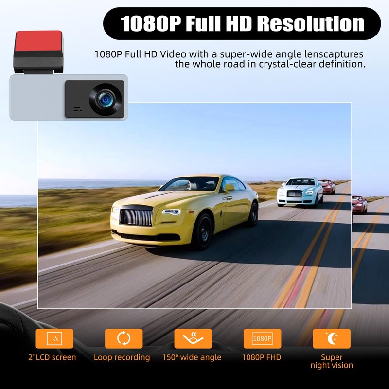 CAMECHO USB DashCam Car 1080P for Android Car Radio, Dash
