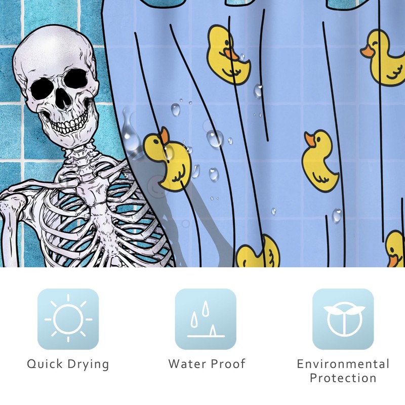 Riyidecor Funny Gothic Skull Shower Curtain 60Wx72H Inch Kids Spooky