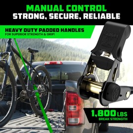 Rhino USA Ratchet Straps Tie Downs (4-Pack) - 1 Inch x 15 Feet (1,823lb Break Strength) - Ultimate Tie Down Straps with Safety S Hooks - for Trucks, Cargo, Moving, Appliances - Green