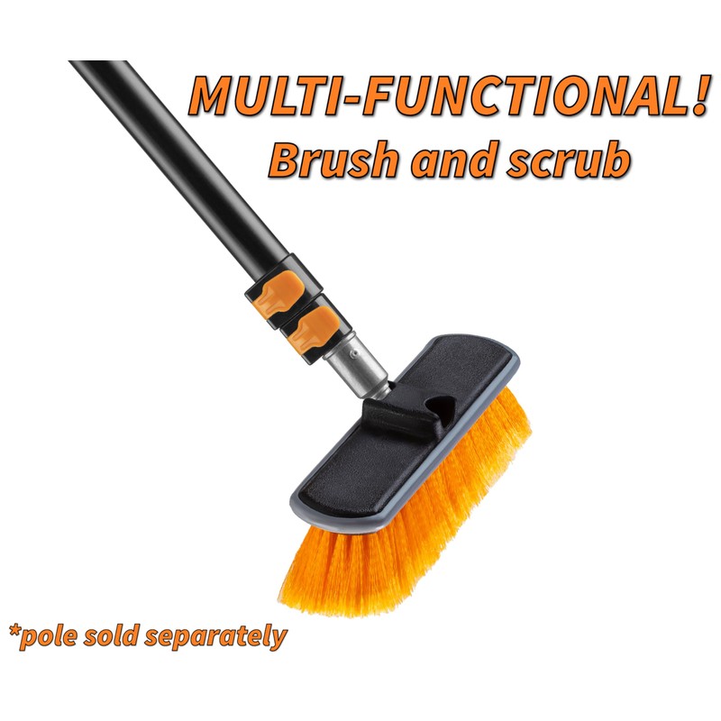 Medium Bristle Deck Brush and Scrub Brush Attachment (Pole Sold