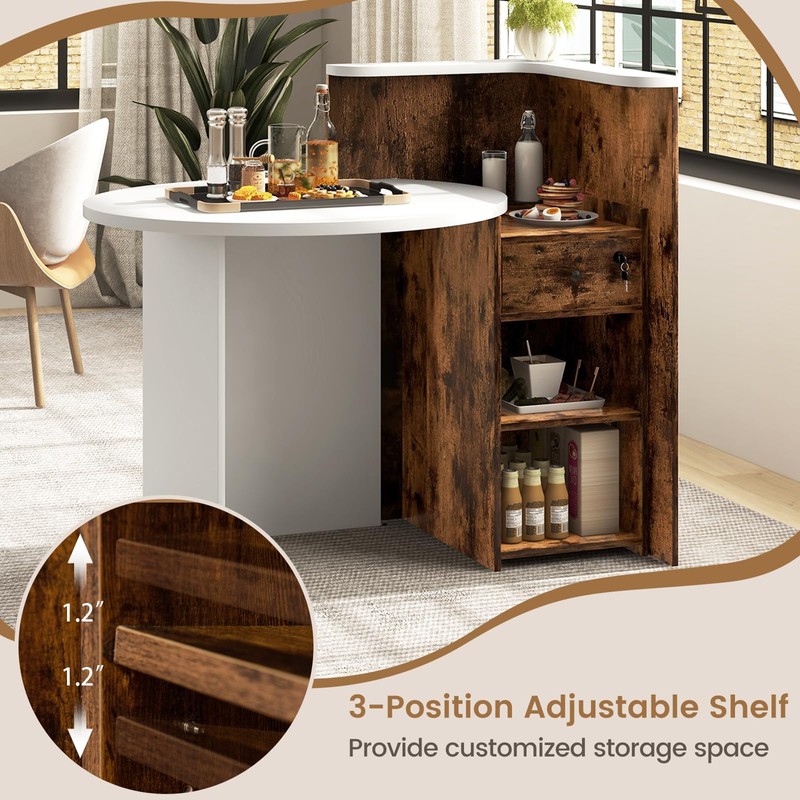 SILKYDRY Reception Desk, Small Retail Checkout Counter with Lockable Drawer