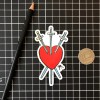 Three of Swords Tarot Sticker Handmade Die Cut Laminated Glossy