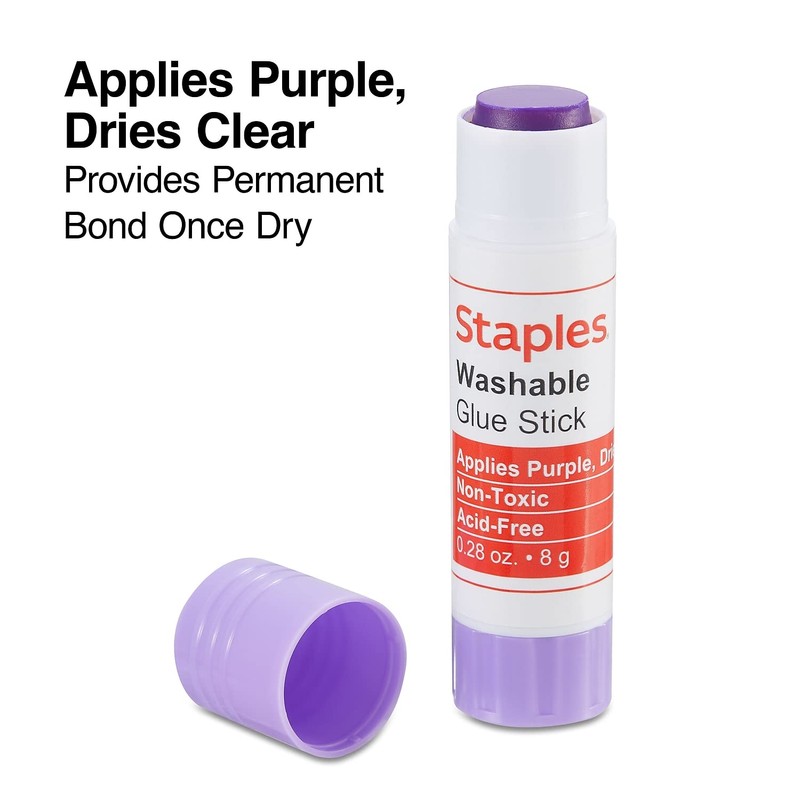 Staples 334823 Washable Glue Sticks Purple .26 oz. 4/Pack (10446)