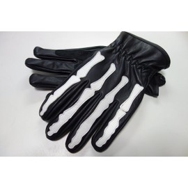 MOTOFIELD G-272 Bone Leather Gloves, Bone (Skull) Design, 3 Season Gloves (Smartphone Touch Equipment) (White Bone, L)
