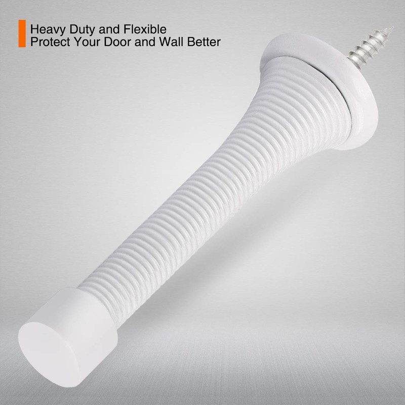 KOVOSCH 2 Pack Spring Door Stopper White - 3-1/4" Flexible