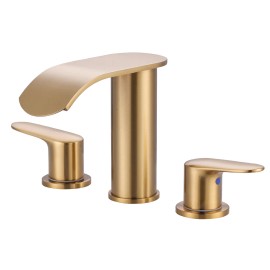 Modern Basin Faucet Mixer Taps Two Handles Widespread Hand Wash Faucet Brush Gold Lavatory Vanity Sink FaucetColor: Gold and black, Surface Finishing: Stainless Steel