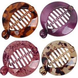 Fodattm 4 Pieces French Banana Clip Ponytail Holder Interlocking Banana Comb for Trendy Hairstyle Flat Comb Clip (Style C#)