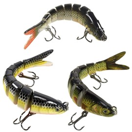 HQRP 3pcs 3.9" Fishing Lures 0.4oz Saltwater Freshwater Lakes Fish Baits Jointed Multi-Section Slow Sinking Glide Tackle for Bluefish, Striped Bass, Muskie, Northern Pike, Smallmouth Bass, Walleye
