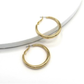 Hip hop stylist Women's high Fashion Classic Hoop Earrings 14K Gold Filled Brass 40mm / 1.5 inch