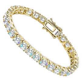 Gem's Beauty Moissanite Tennis Bracelet for Women Men Girls Christmas Gifts 2-6.5mm D Color VVS1 Round Cut Diamond Tennis Bracelet 18k White Gold Plated 925 Sterling Silver Tennis Bracelet for Women,