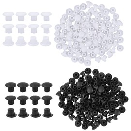 suchkawe 200 Pieces Plastic Hole Plugs 5mm, White and Black Drill Hole Cover Caps, Drilling Cover Plugs for Screw Hole in Blanking Furniture Kitchen Cabinet Shelves