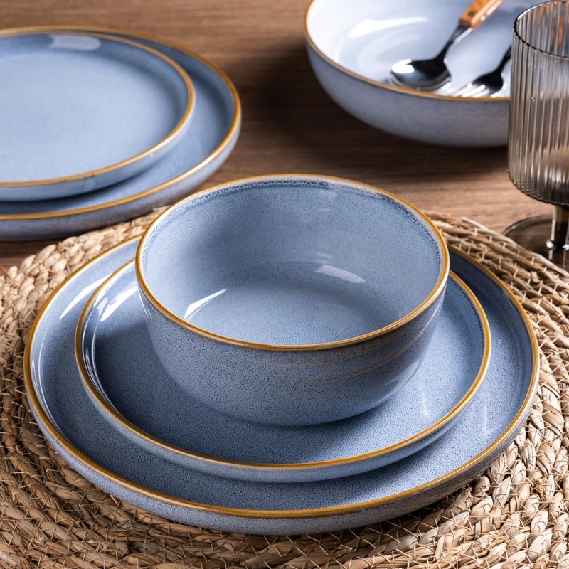 GBHOME Ceramic Dinnerware Sets for 6, 18 Pieces Stoneware Plates