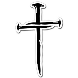 AK Wall Art Cross Nails Vinyl Sticker - Car Window Bumper Laptop - Select Size