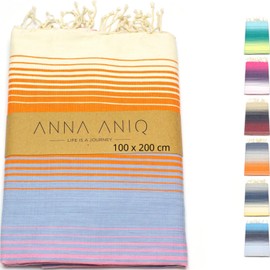 Anna Aniq Hamam Towel Fouta Sauna Towel XXL Extra Large 197 x 100 cm 100% Cotton from Tunisia as Beach Towel, Oriental Bath Towel, Picnic, Yoga, Scarf, Peshtemal, Beach Towel, 100 x 200 cm