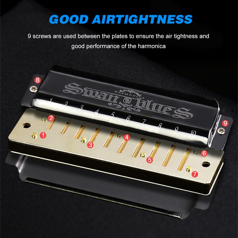 Swan SW1020-7 10 Holes 20 Tones Blues Diatonic Harmonica Key