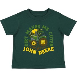 John Deere Infant Boys Dirt Makes Me Cuter Tractor Tshirt in Dark Green (US, Age, 12 Months, Dark Green)