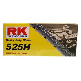 RK Racing Chain M525HD-110 (525 Series) Steel 110 Link Standard Non O-Ring Chain with Connecting Link