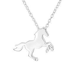 Laimons Fascinating Girls' Necklace 45 cm with Charming Horse Foal Pendant 15 x 10 mm Made of 925 Sterling Silver in Sparkling Glnaz, Silver