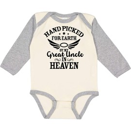 inktastic Handpicked for Earth By My Great Uncle in Heaven Long Sleeve Creeper Newborn Natural and Heather 37295
