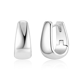 925 Sterling Silver Earrings Small Chunky Silver Earrings for Women Small Hoop Earrings Silver Hypoallergenic Earrings Small Thick Huggie Hoops Earrings for Women Trendy