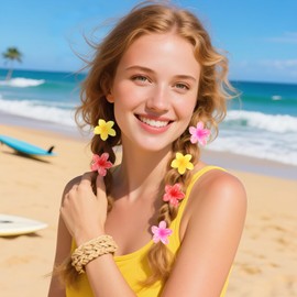 Blumen Haarspangen, 12 Stück Bunt Blumen Haarklammer, Haarspange Blume Damen, Haarschmuck Blumen Klein, Haarspangen Hawaii Blume für Damen Mädchen