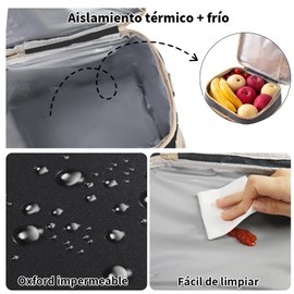 Bolsa de Almuerzo Gran Capacidad, Lonchera Termica Impermeable, Aislada de Doble Compartimento, Lonchera Para Hombre Mujer para Gran Capacidad