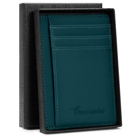 Travelambo Slim Wallet Front Pocket Minimalist Leather RFID Blocking Medium Size