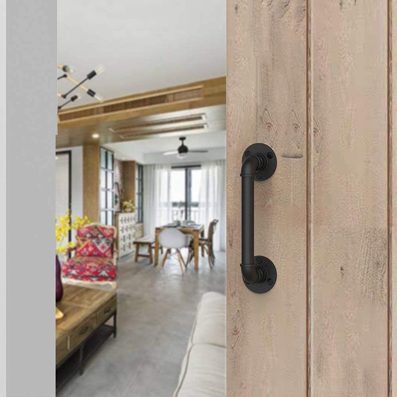CCJH 24cm Sliding Barn Door Handle, Pull Black Heavy Duty