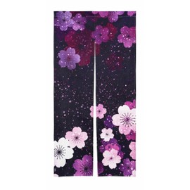 next.design Noren Japanese Style Doorway Curtain with a Picture of Sakura Cherry Blossoms Spring Printed on it (pattern1)