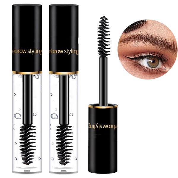 Transparent Eyebrow Gel, Eyebrow Styling, Clear Gel, Waterproof, Transparent and Sweat-proof, Eyebrow Fix, 24 Hour Eyebrow Setter, Clear Eyebrow Gel, 2 Pack