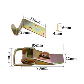 Trsnzul Box Lock Set of 4 Tension Lock Small Snap Lock Lever Lock Box Lock Stainless Steel Tension Lock Stainless Steel Lock for Suitcase Box Tool Box Yellow Galvanised