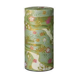 Noguchi Kumataro Chaen, Tea Can, Large Capacity, 7.1 oz (200 g), Washi Pasted, Inner Lid, All Seasons, Green, Made in Japan