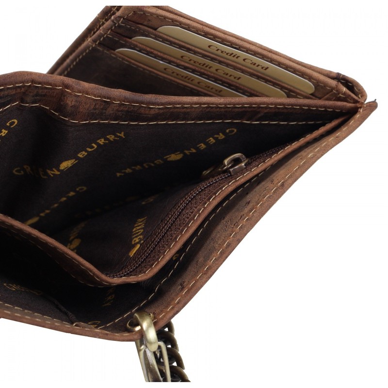 Greenburry Vintage Biker Wallet Leather Trucker Purse Brown, brown, Vintage