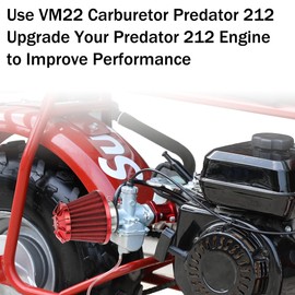 YOXUFA Predator 212 Stage 2 Kit with VM22 Carburetor Exhaust Pipe Muffler Replacement for 224cc 196cc 6.5HP Engine Coleman CT200U BT200X CT200U-EX Baja MB200 Mini Bike Go Kart Parts Throttle Assembly