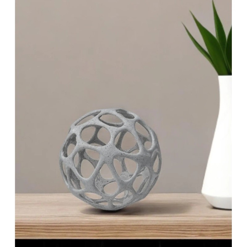Homeroots Light Gray Metal Hollow Orb Sculpture