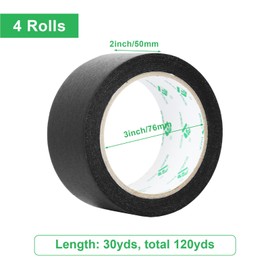 BOMEI PACK 4 Pack Black Painters Tape, 2inch x 30yds, Premium Painting Masking Tape, Clean Release Paper Tape for Home and Office