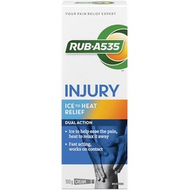 Rub A535 RUB A535 Injury Ice to Heat Relief Cream, Made in Canada, Dual Action Therapy, 100 g