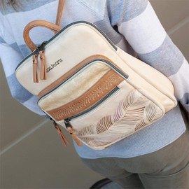 Lois - Backpack Womens. Womens Backpacks Fashionable by Lois. Travel Backpack with Double Handle and Adjustable Straps for The Back. Ladies Backpacks PU Material 310723, Beige
