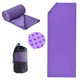 Oaygat Yoga Mat Towel Non Slip Hot Yoga Blanket Towel Quick Dry Fitness Mat Towel Sweat Absorbent Mat Towel Grip Dot Yoga Towel Cltoh Washable Grip Towel with Mesh Carry Bag for Bikram, Pilates, Gym